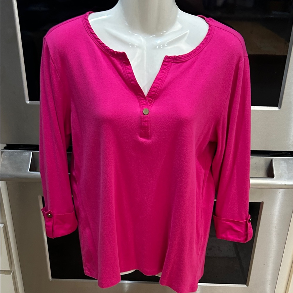 Jones New York Fuchsia Blouse with Button Accents